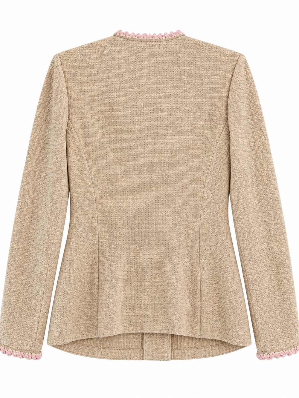 St. John Collection Knit Blazer Womens 8 Beige Pink Trim Tweed Jacket - Picture 3 of 9